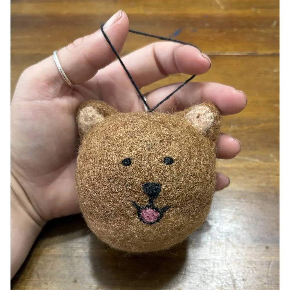 Urban Outfitters 2020 Puff Pet Felt Brown Bear Hanging Ornament